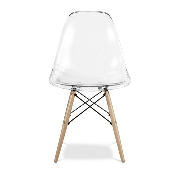 Modholic Eiffel Chair With Wood Legs, Clear