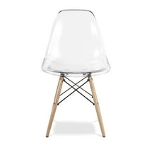 Modholic Eiffel Chair With Wood Legs, Clear