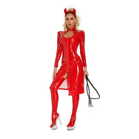 MQLKF Sexy Underwear Bright Shiny Leather Nightclub Performance Dress With Whip Headwear Stockings Intellectual Breathable Women Bodysuit