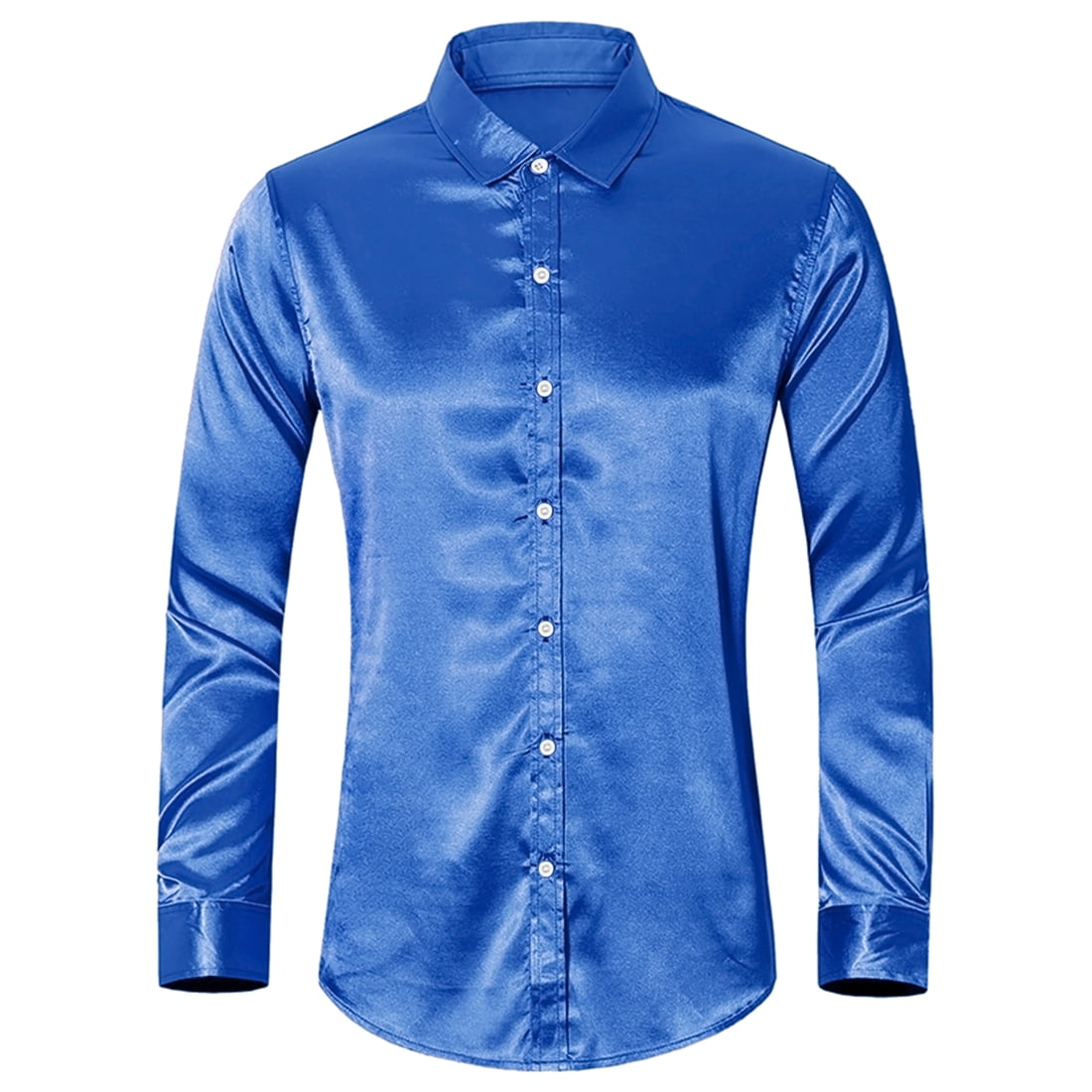 Blue satin shirt mens hotsell