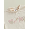 thumbnail image 5 of aturustex Toddler Baby Girls T-shirt Romper 0 3M 6M 9M 12M Infant Short Sleeve Shirt Bodysuits Round Neck Bubble Jumpsuits Bow Embroidery Rompers Kidsweet Clothes Beachwear for Holiday Party, 5 of 6