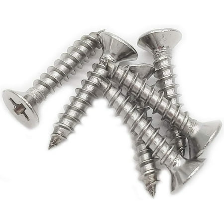 

25Pcs M4x20mm Phillips Flat Head Self Tapping Wood Screws 304 Stainless Steel Plastic and Metal.Coarse Threaded Sharp Point Self Tapping