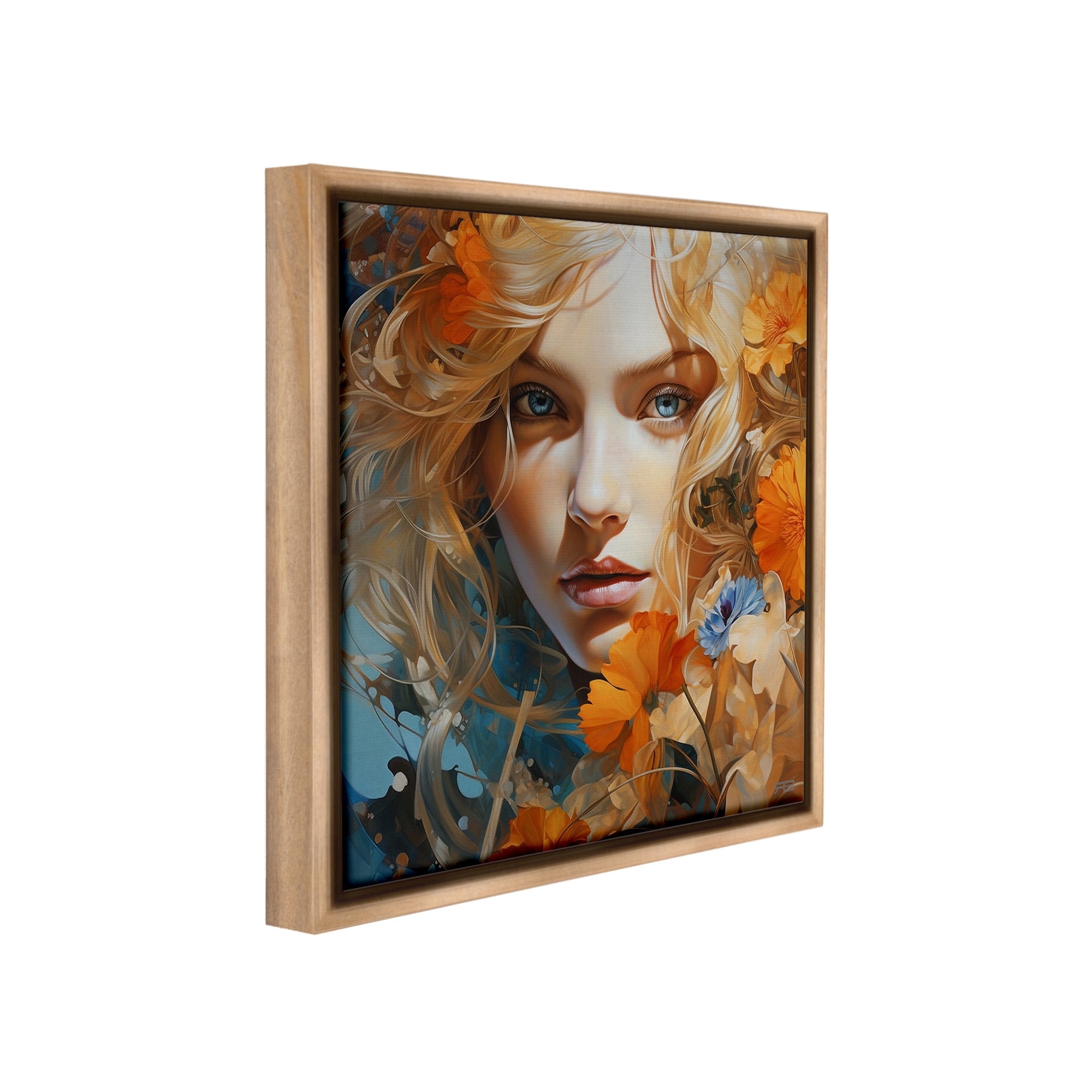 Stupell Industries Expressive Flower Portrait Botanical & Floral Painting Brown Floater Framed Canvas Art Print Wall Art, 18 x 18