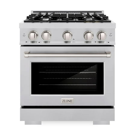 ZLINE 30 in. 4.2 cu. ft. Dual Fuel Range with 4 Burner Gas Cooktop and Electric Convection Oven in Stainless Steel (HDR30)