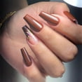 thumbnail image 2 of Fofosbeauty 24pcs Press on False Nails Tips, Coffin Fake Acrylic Nails, Simple Dark Brown Color, 2 of 9