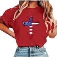 thumbnail image 4 of Zorckvet Womens Short Sleeve Shirts Summer Tops 4th of July American Flag Fashion Round Neck Blouses for Women, 4 of 5