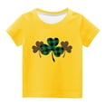 thumbnail image 2 of piuwrlz Short T-Shirts for Girls Short Tops Sleeve Printed Round Neck Tops Shirt Undershirts Yellow Size 13 Years, 2 of 4