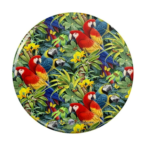 Majestic Macaws Colorful Rainforest Pattern Kitchen Refrigerator Locker Button Magnet