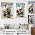 thumbnail image 4 of Designart "Bizare City Dream Flight Imaginary I" Cityscapes Floater Framed Canvas Art Print, 4 of 7