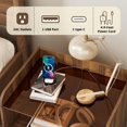 thumbnail image 4 of PetFurnishn  Mid Century Modern Nightstand with Charging Station, Fluted Night Stand, Bedside Table with Glass Top & Metal Legs, Wood End Table for Bedroom, Living Room (Walnut), 4 of 7