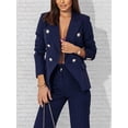thumbnail image 6 of Women'S Two Piece Suits - Business Blazer Pants Suit Set, Professional Work Outfit for Office Blue M, 6 of 8