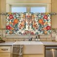 thumbnail image 2 of Yayeee Kitchen Curtains Tier Set of 2 Light Filtering 57"x24" Over Sink Window Panels, Orange Japanese Flowers Pattern, 2 of 7