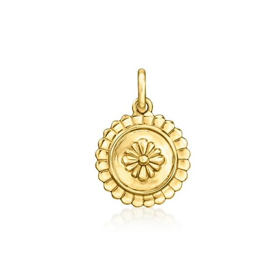 Pure Collection by Ross-Simons 14kt Yellow Gold Floral Circle Charm, Women's, Adult
