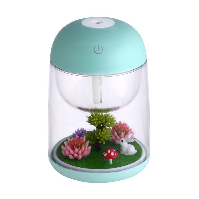Humidificador humidificador micro paisaje, máquina de incienso, gran cantidad de niebla, silencioso, apagado automático, humidificador antisecado (verde) ER