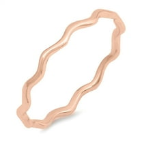 CHOOSE YOUR COLOR Rose Gold-Tone Wave Zig Zag Stackable Thin Ring Sterling Silver Band 925 Female Size 7