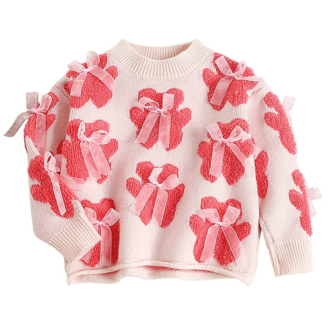 RXMEKW Chandail à Manches Longues pour Filles 3-9 Ans, Cardigan Décontracté Mignon, Mélange Polyester, Rose