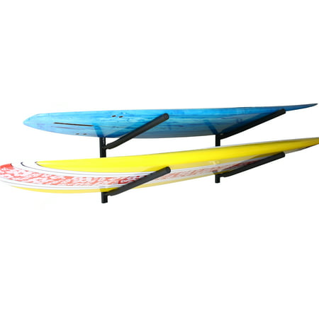 Sparehand Double Wall Mount Rack with Angled Padded Arms for 2 Surfboards or SUP Paddle