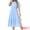 Sky Blue, variant on Women's Eyelet Dress Notched Neck Short Sleeve A Line Midi Dress S White