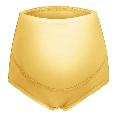 Audhol Underwear for Women Large Size Maternity Pregnancy Special Summer Early Middle And Late Mother High Waist Maternity Shorts Female Lady Seamless Ice Silk Panties Breathable Yellow XL