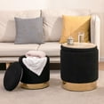 thumbnail image 5 of Round Ottoman with Storage Set of 2 Vanity Stool Foot Rest with Removable Lid for Bedroom Black Sherpa Storage Ottoman Stool for Living Room and Dorm(Sherpa Black), 5 of 6