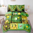 thumbnail image 1 of Erosebridal Ensemble de Literie Patchwork Softball Taille Simple, Vert avec Draps, Réversible 7 Pcs, 1 of 5