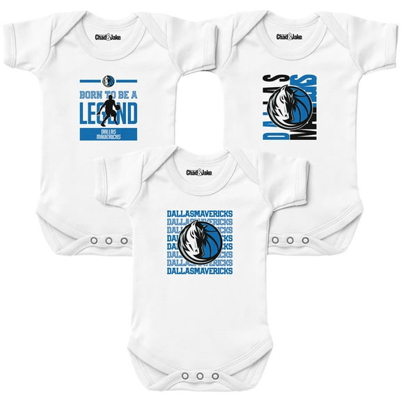 Newborn & Infant Chad & Jake White Dallas Mavericks 3-Pack Bodysuit Set