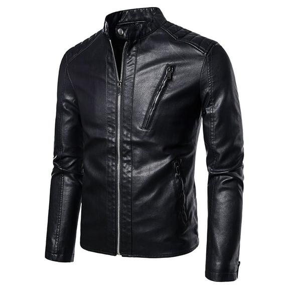 Men's Casual Leather Jacket Autumn Winter Slim Fit Motorcycle Coat Stylish Youth Outerwear Lightweight Comfortable