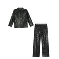 thumbnail image 4 of TTAO Kids Girls Sequin Long Sleeve Blazer Jacket Lapel Suit Hip Hop Modern Street Jazz Disco Party Coat and Pants Black 6, 4 of 5