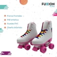 thumbnail image 4 of Patines 4 ruedas para niños y niñas, fabricado con vinipiel y llantas de PVC blanco 21, 4 of 10