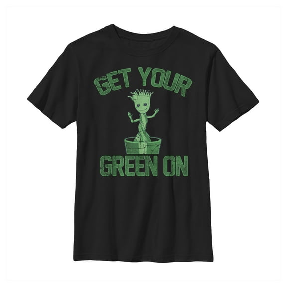 Boy's Marvel St. Patrick's Day Get Your Groot On Graphic Tee Black Large