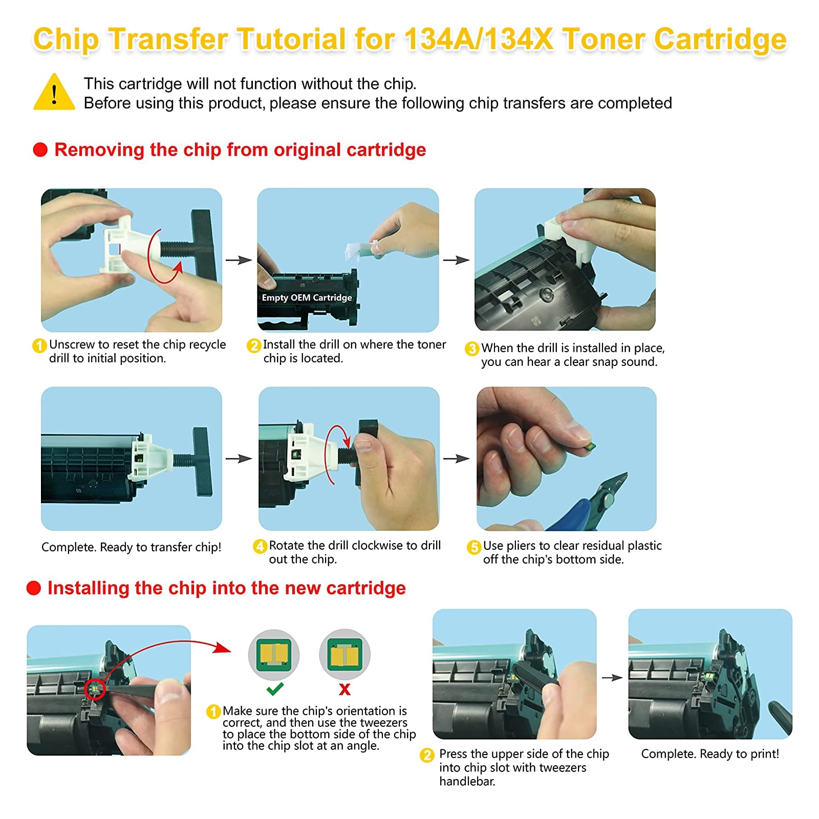 NO CHIP 134A Toner Cartridge Compatible for 134A W1340A LaserJet M209dw MFP M234dw M234sdn M234sdw Printer (Black 2-pack)