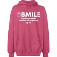 thumbnail image 2 of OXI Hoodie Sweatshirt - Smile It Make People, Basic Casual Hoodie for Men's and Women Fleece Hoodie Long Sleeve - Safety Pink Small, 2 of 3