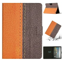 Dteck for Kindle Fire HD 10 & 10 Plus Tablet (11th Generation, 2021 Release) 10.1 Inch, Slim Multi-Angle Viewing Folding Stand Cover with Auto Wake Sleep Card Slots,  Orange