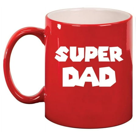 

Super Dad Father Ceramic Coffee Mug Tea Cup Gift for Dad Husband (11oz Red)