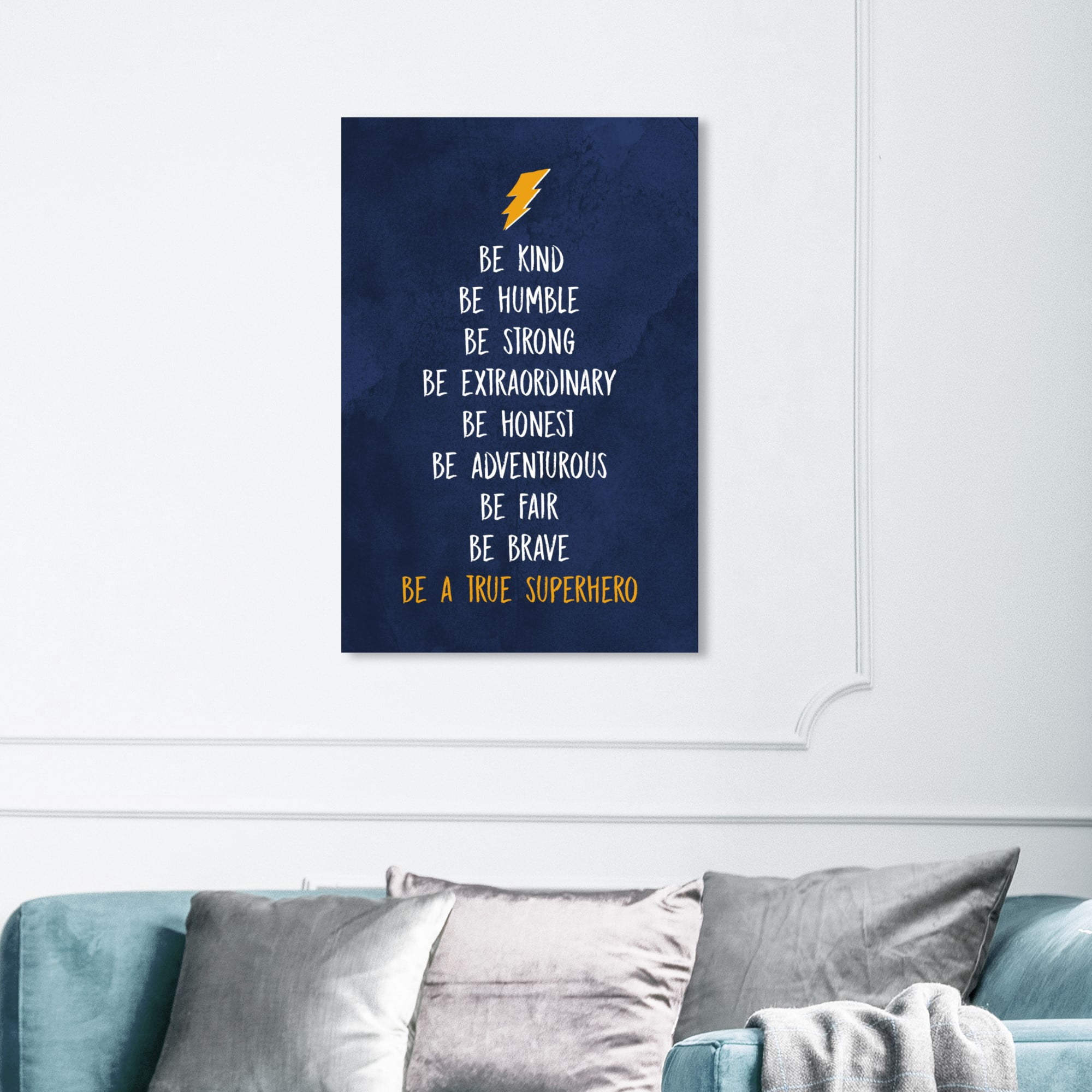 Wynwood Studio 'Be a True Superhero' Typography and Quotes Wall Art Canvas Print - Blue, White, 16" x 24"