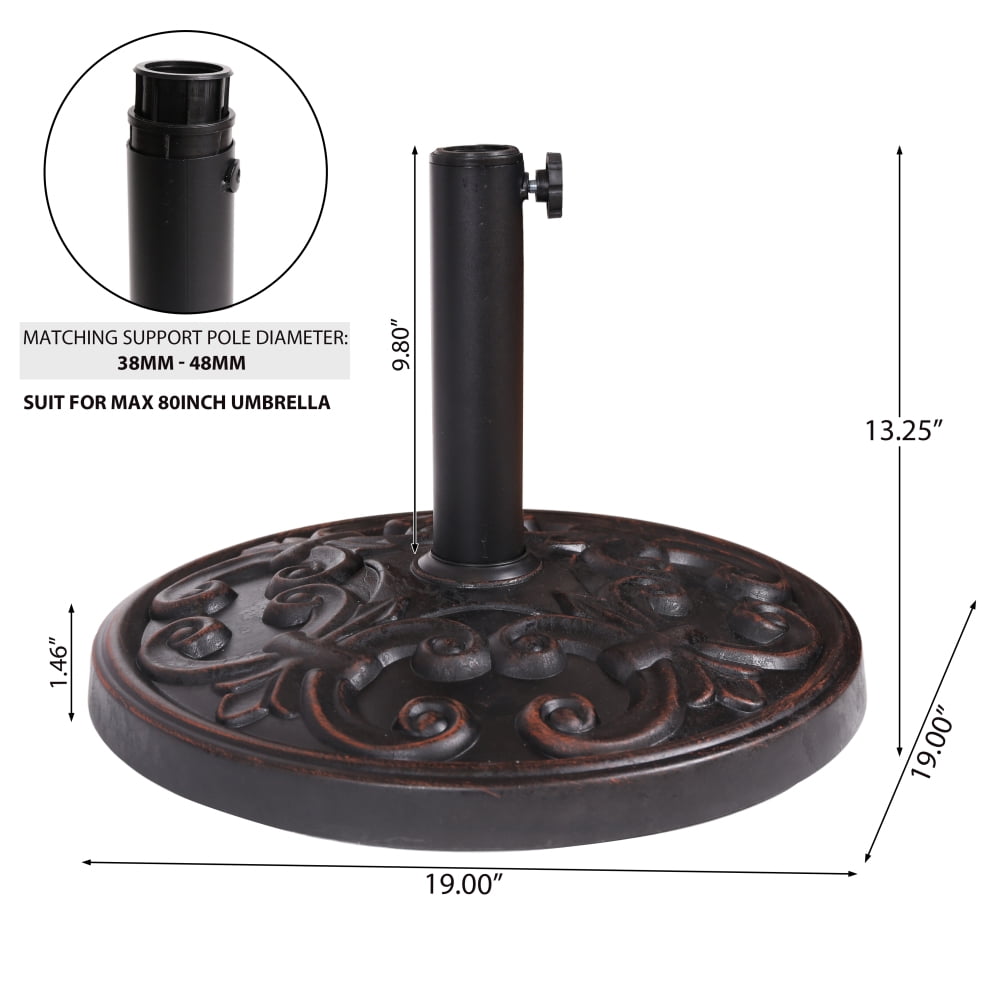27.20 lbs Round Resin Umbrella Base, Bronze Heavy-Duty Patio Umbrella Stand for Outdoor Use
