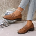 thumbnail image 5 of BXSRUTA Women's Plus Size Block Heel Loafers Faux Leather Oxfords Casual Comfortable Low Top Shoes Sizes 7-11, 5 of 8