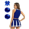 thumbnail image 2 of Sxiwei Women Cheer Leader Costume Cheerleading Uniform Xmas Party Outfits Mini Skirt with Flower Ball Blue M, 2 of 5