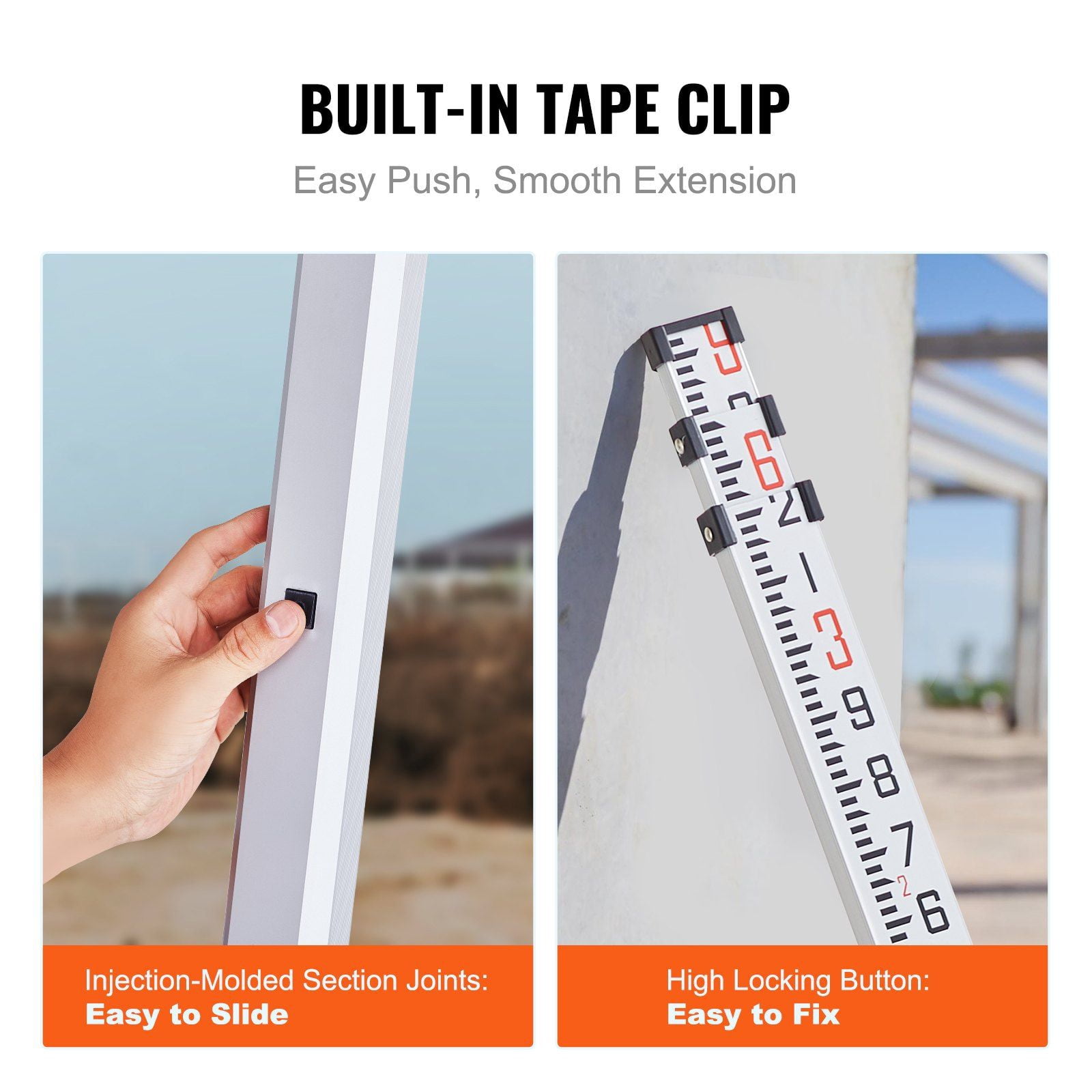 Aluminum Alloy Telescopic Survey Rod 9 Feet 10ths 3 Sections Double Sided Scale 1 10ft Leveling Rod with Bubble Level Carrying Bag for House Wall Floor Measurement