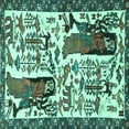 thumbnail image 1 of Ahgly Company Indoor Square Animal Turquoise Blue Traditional Area Rugs, 3' Square, 1 of 4
