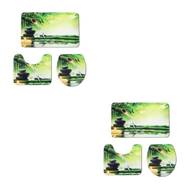Funda antideslizante para asiento de inodoro de bambú verde Advancent conjunto de tapa para tanque y asiento de Type1 NO1