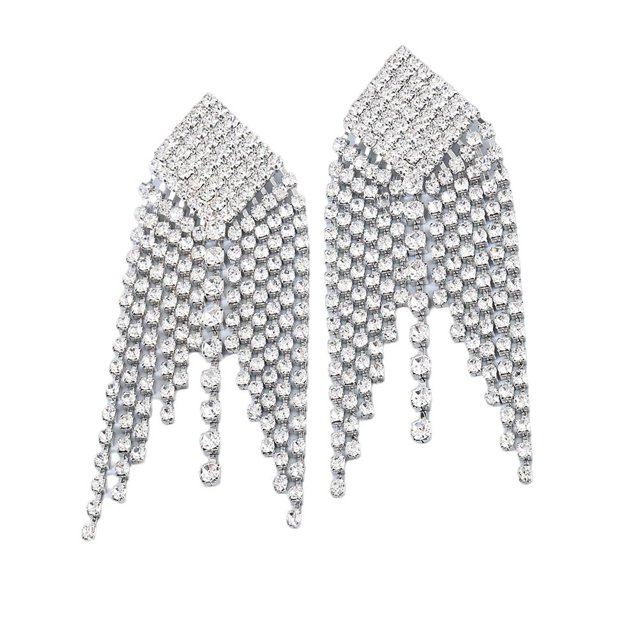 Pendientes Colgantes De Cristal De Araña Con Borlas Largas De Aleación Para Banquete Nupcial, Joyería De Boda, Pendientes Geométricos, Regalo Para Mujeres O Niñas Advancent AP006637-01