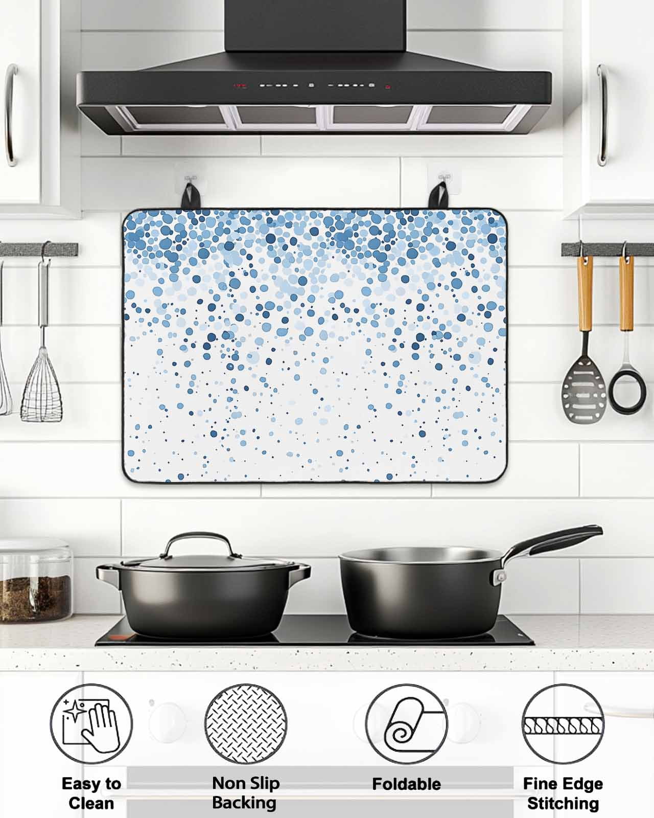 Stove Top Covers for Electric Stove, Blue Polka Dot Glass Stovetop Cover Protector, Abstract Modern Art Dots Watercolor Induction Cooktop Protector Oven Mat for Kitchen Countertop 24"x21"