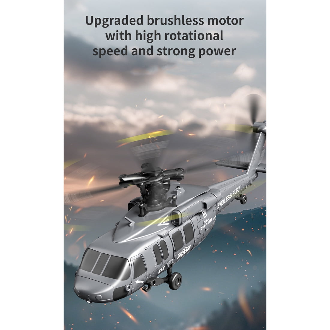 RC Helicopter, UH-60 2.4G 5CH Flybarless Brushless Scale RC Aircraft with Altitude Hold, Optical Flow Positioning & One-Key Inverted Flight for Indoor and Outdoor Play, Gift for Adult (RTF)