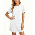 thumbnail image 4 of Puyaiuu Women Solid Crew Neck Short Sleeve T Shirt Mini Dress With Side Pockets White XL Gift, 4 of 7