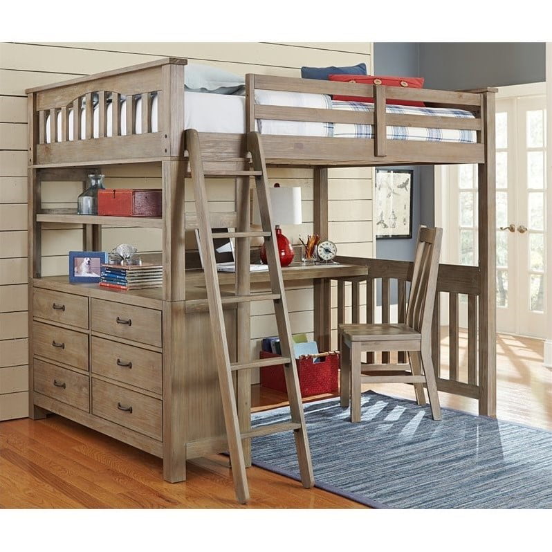 Ne Kids Highlands Full Loft Bed With, Flynn Twin Loft Bed With Storage Stairs And Desk White