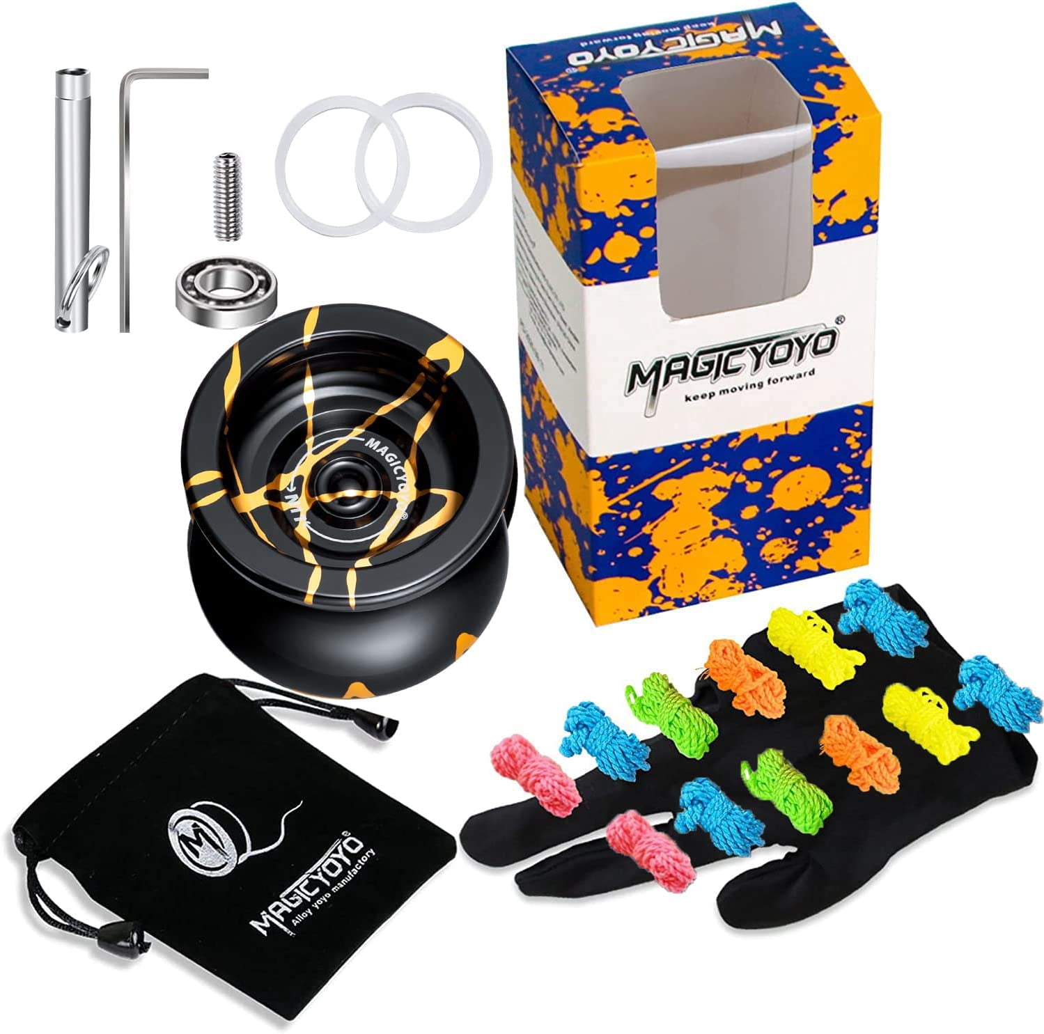 MAGICYOYO Professional Yoyo N11,  Dual Purpose Yoyo for Kids and Advanced (Black with Golden)