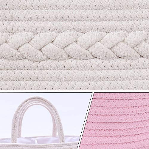Conthfut Baby Diaper Caddy Organizer 100% Cotton Canvas Stylish Rope Nursery Storage Bin Portable Tote Bag & Car Organizer For Changing Table Top Baby Shower Basket 