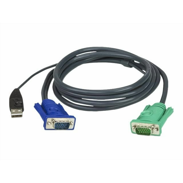 ATEN 2L-5202U - Keyboard / video / mouse (KVM) cable - USB, HD-15 (VGA) (M) to USB, HD-15 (VGA) (M) - 6 ft - for KVM on the NET CS1708, CS1716; Master View max CS-1716; MasterView USB KVM Switch CS-1708