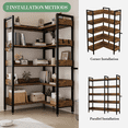 thumbnail image 4 of Yeshouse Estantería esquinera industrial de 5 niveles, librería convertible en forma de L con estructura metálica y estantes de madera, estantería independiente para oficina, estudio o sala de estar, 4 of 8